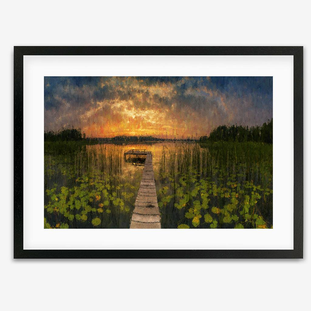 Impressionist Sunset Everglades Art Print - Black Frame - Abstract House