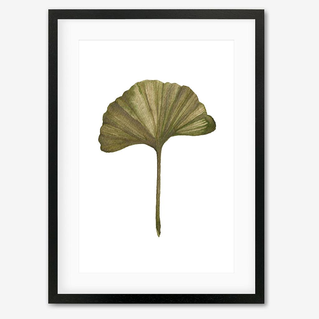 Watercolour Ginkgo Leaf Art Print - Black Frame - Abstract House