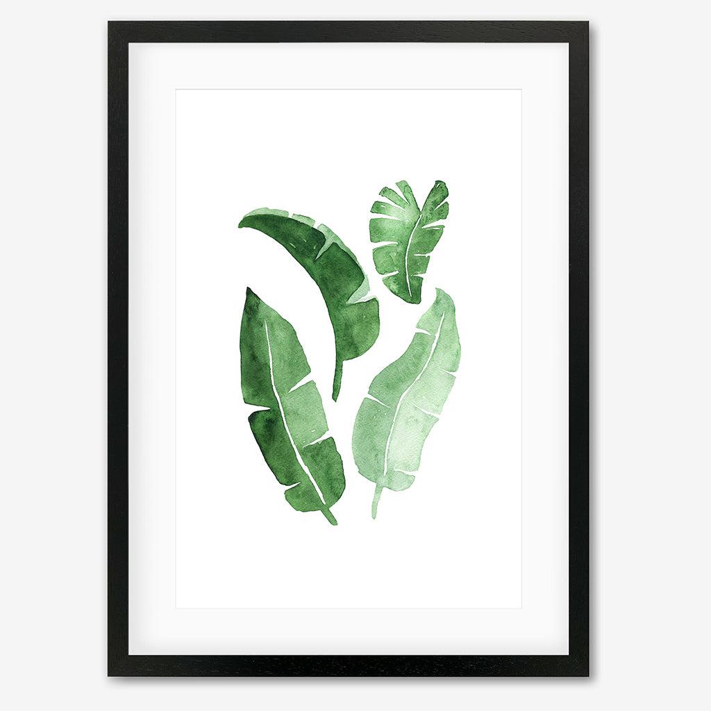 Watercolour Leaves Art Print - Black Frame - Abstract House
