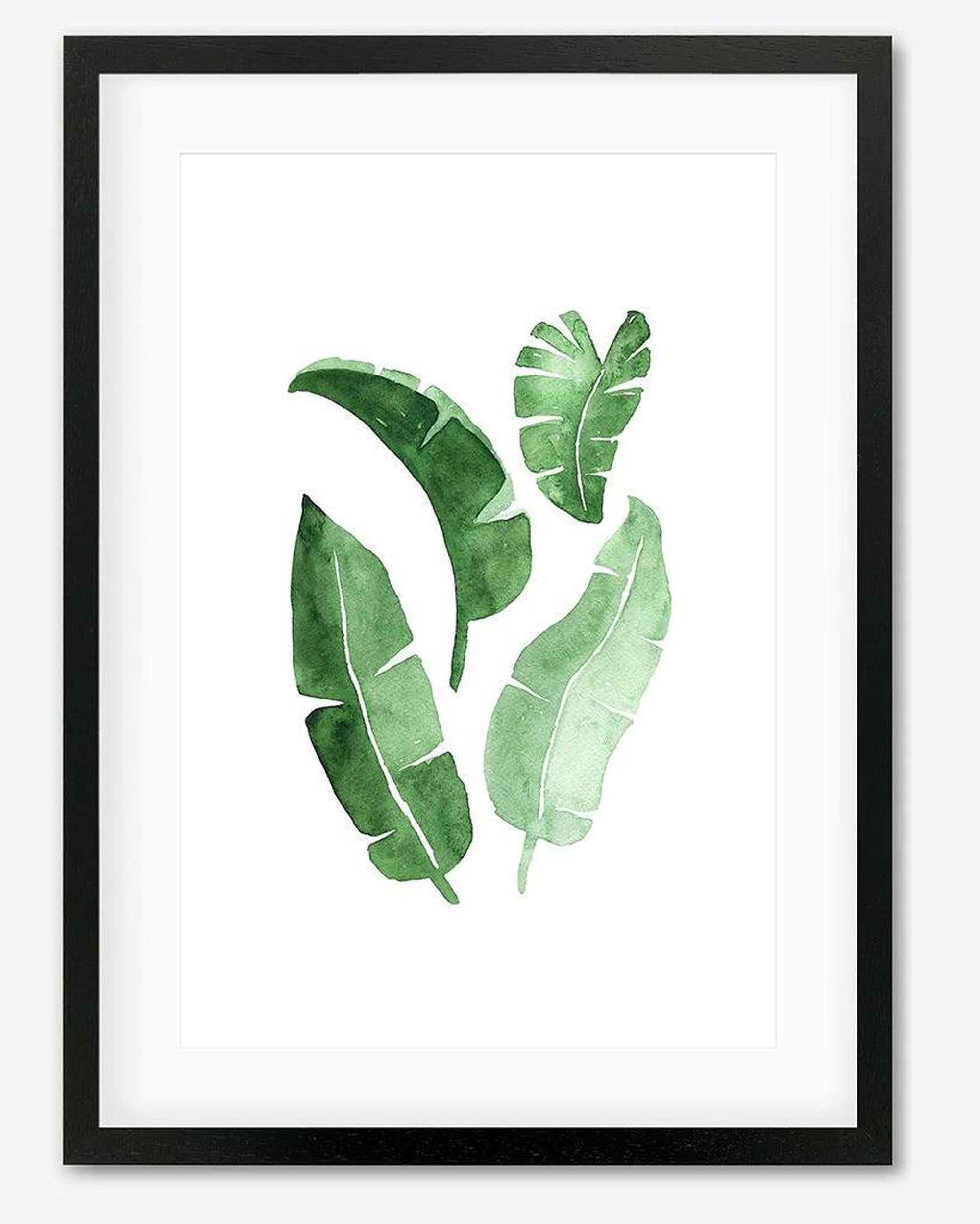 Watercolour Leaves Framed Art - Black Frame - Abstract House
