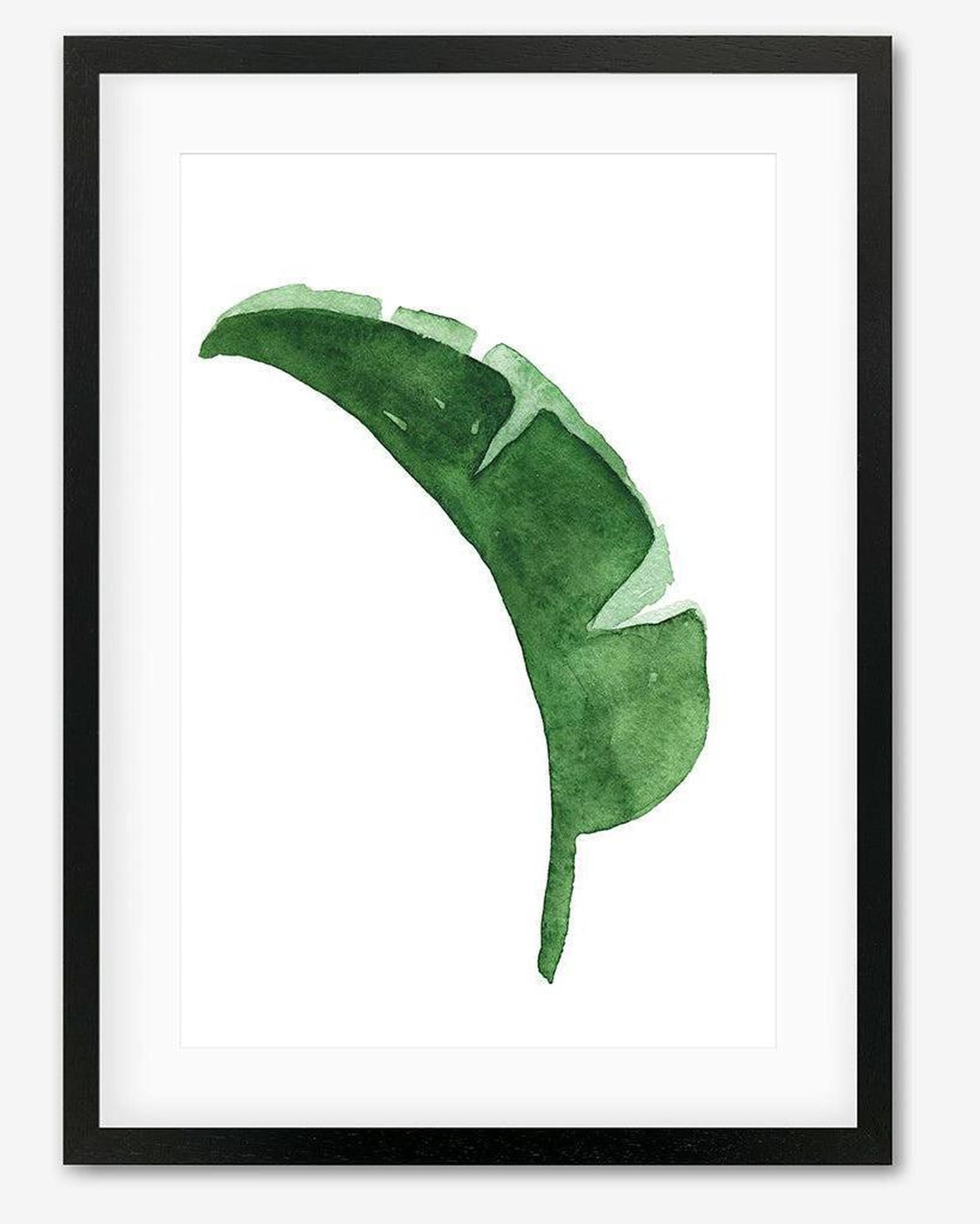 Watercolour Banana Leaf Framed Art - Black Frame - Abstract House