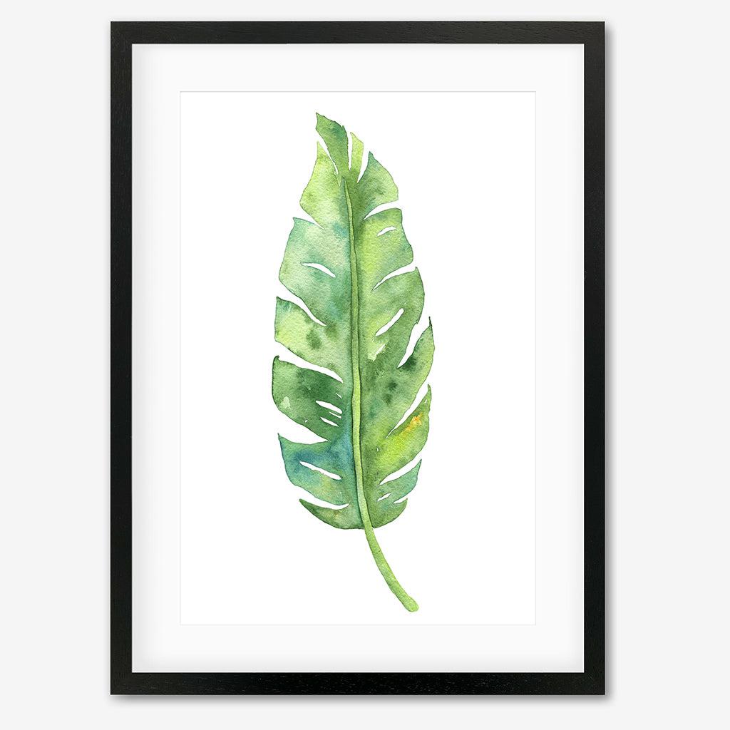 Botanical Watercolour Leaf Art Print - Black Frame - Abstract House