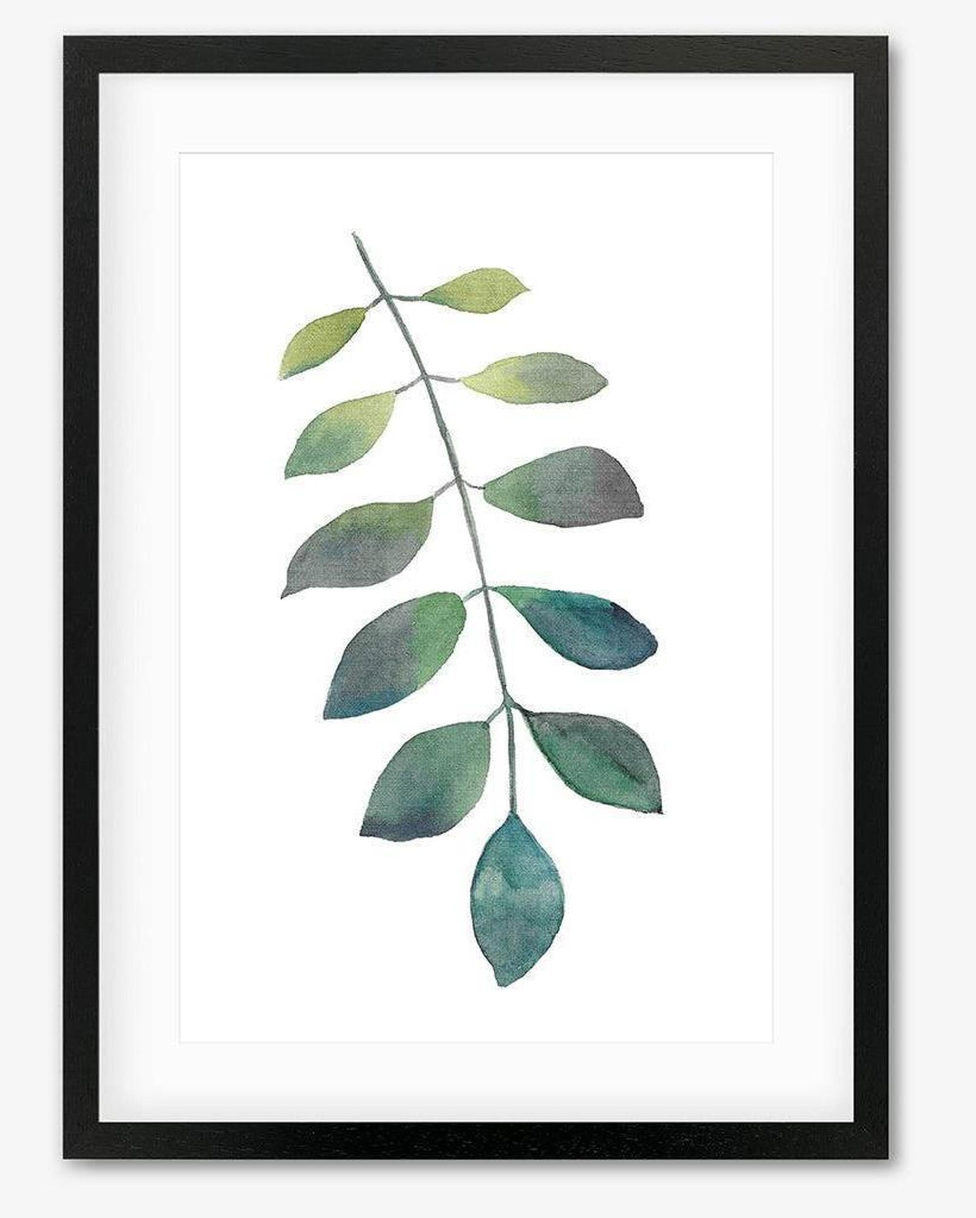 Dog Leaf Watercolour Framed Art - Black Frame - Abstract House