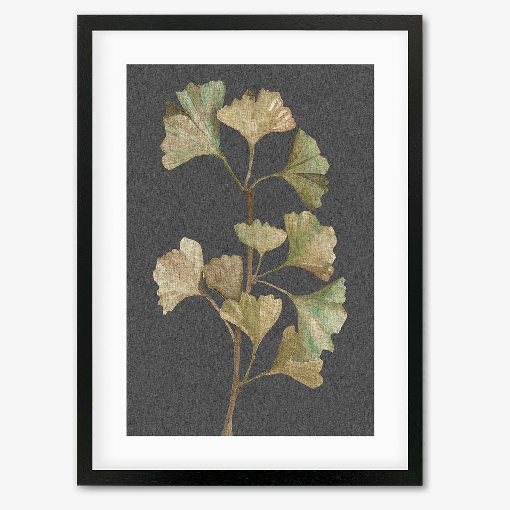 Grey Vintage Botanical Leaf Art Print - Black Frame - Abstract House