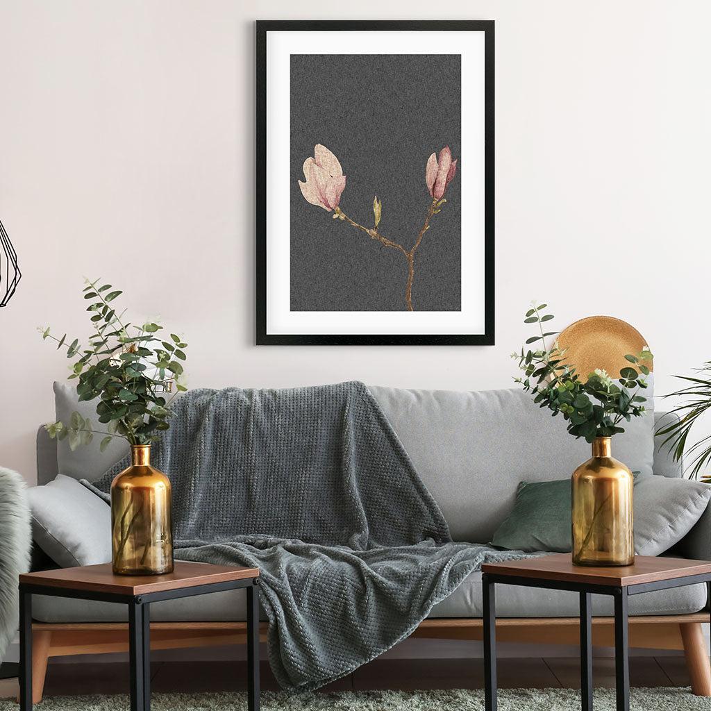 Grey Vintage Rose Art Print - - Abstract House