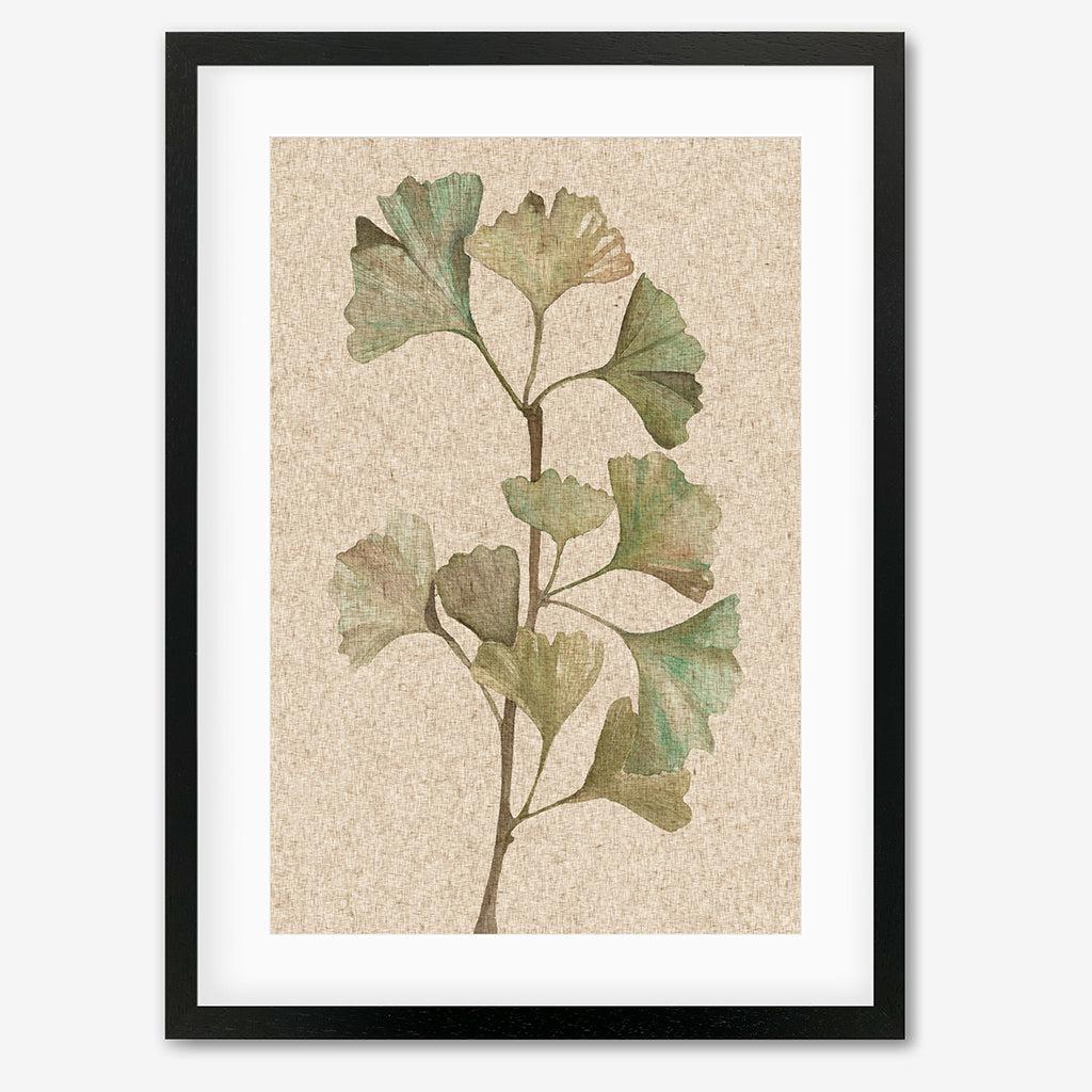 Vintage Botanical Leaf Art Print - Black Frame - Abstract House