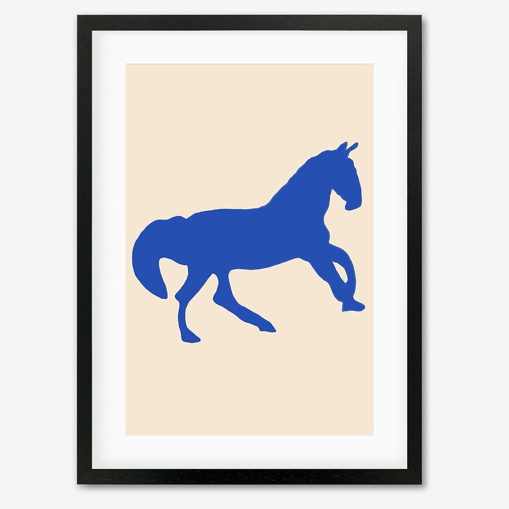 Matisse Blue Horse Art Print - Black Frame - Abstract House