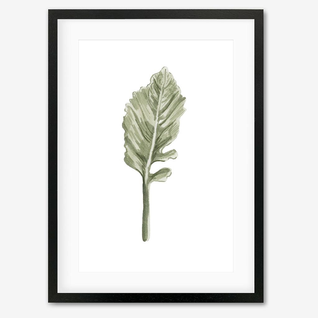 Pale Green Leaf Art Print - Black Frame - Abstract House