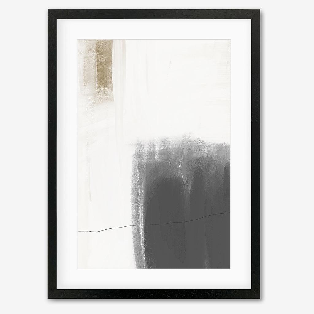 Neutral Brushed Art Print - Black Frame - Abstract House