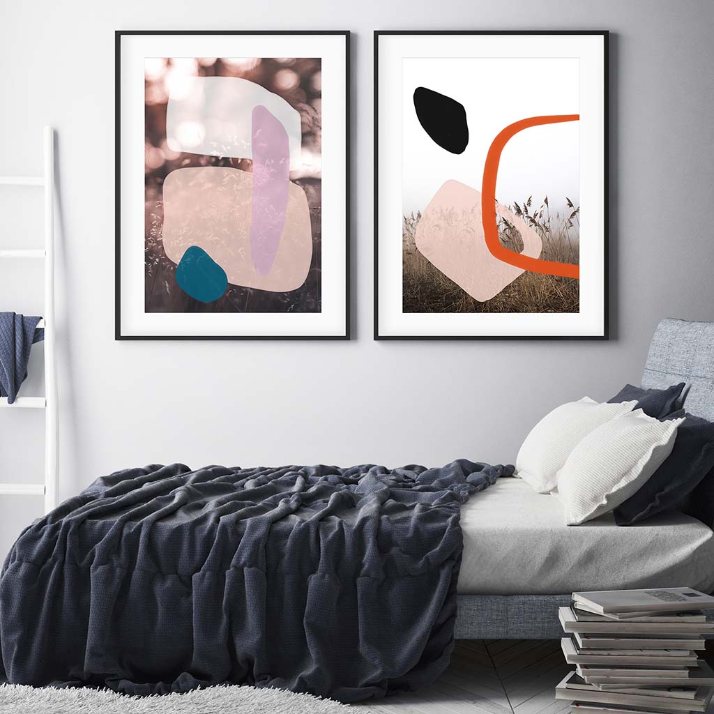 Abstract Fields Pastel - Print Set Of 2-framed-Wall Art Print Set Of 2-Abstract House