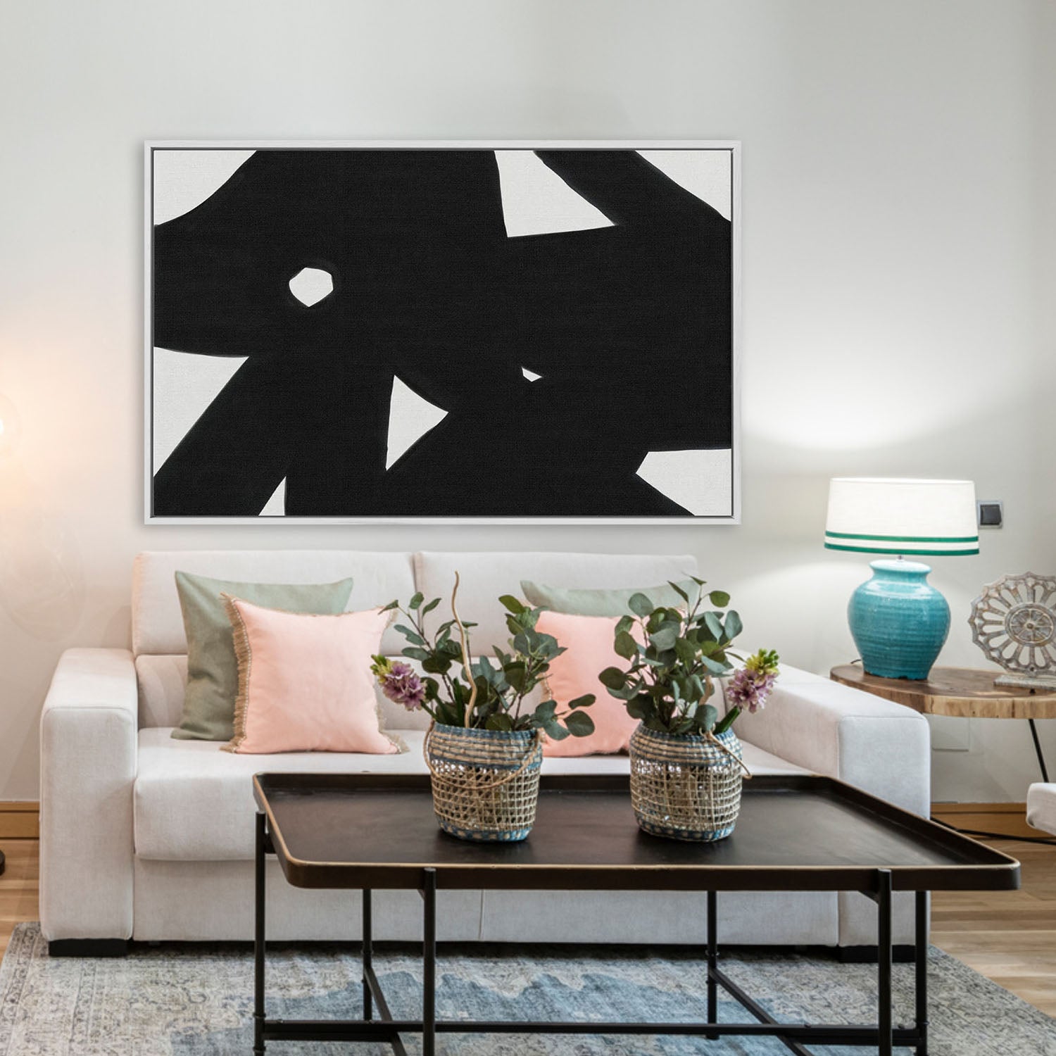 Black & White Abstract Canvas Print-framed-Canvas Prints-Abstract House