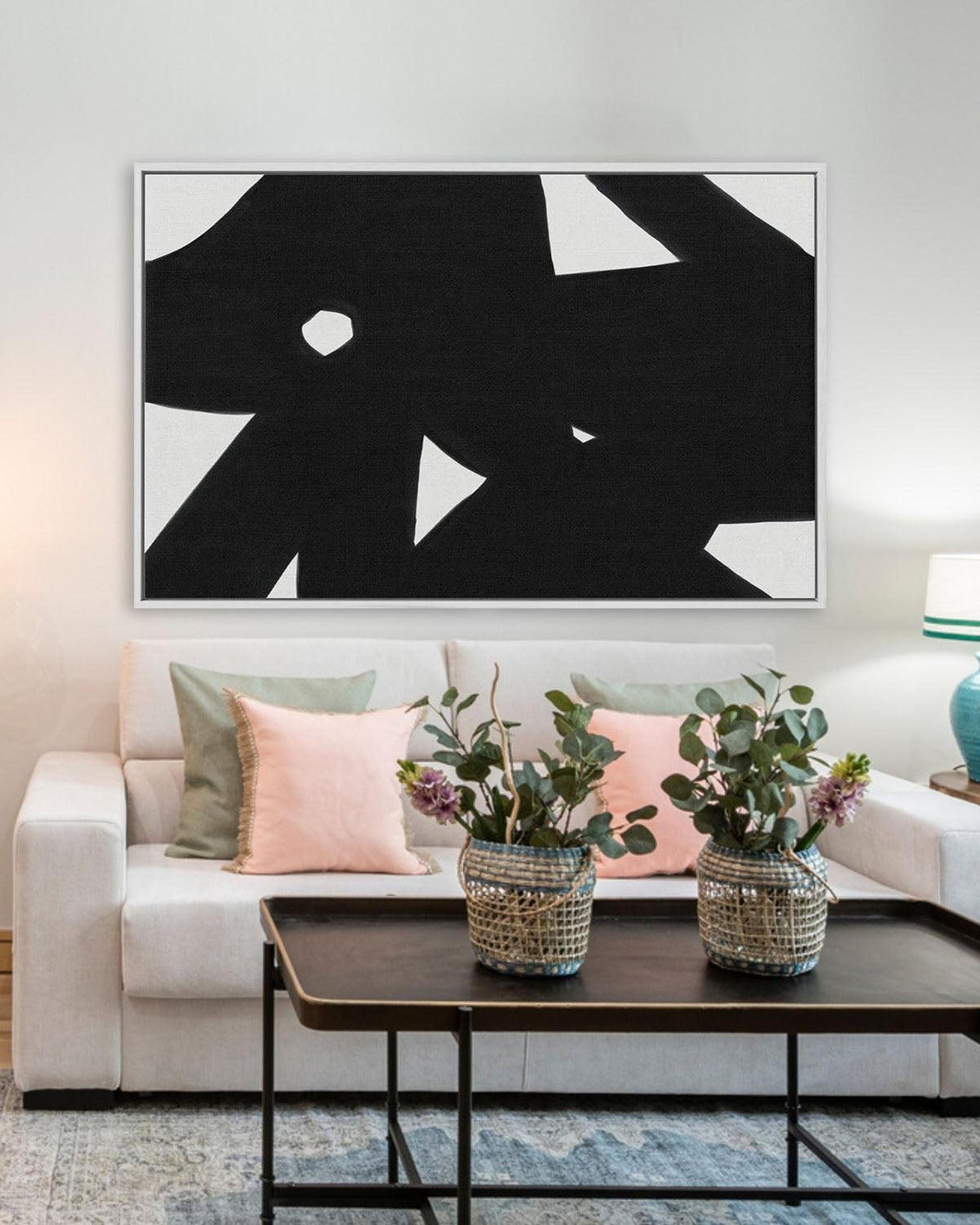Black & White Abstract Framed Canvas-framed-Canvas Prints-Abstract House
