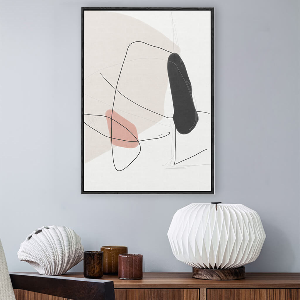 Contemporary Shapes Framed Canvas White Canvas Prints - Abstract House