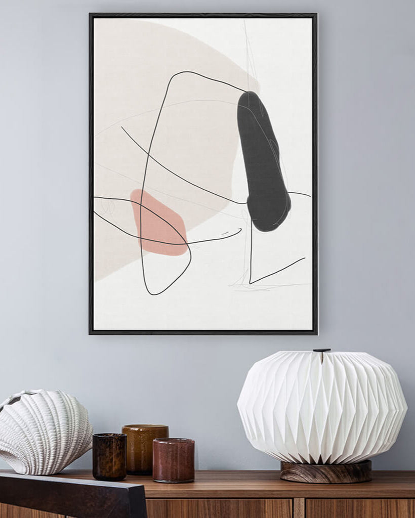 Contemporary Shapes Framed Canvas White Canvas Prints - Abstract House