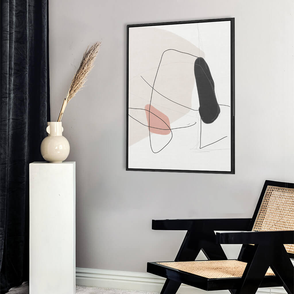 Contemporary Shapes Framed Canvas White Canvas Prints - Abstract House