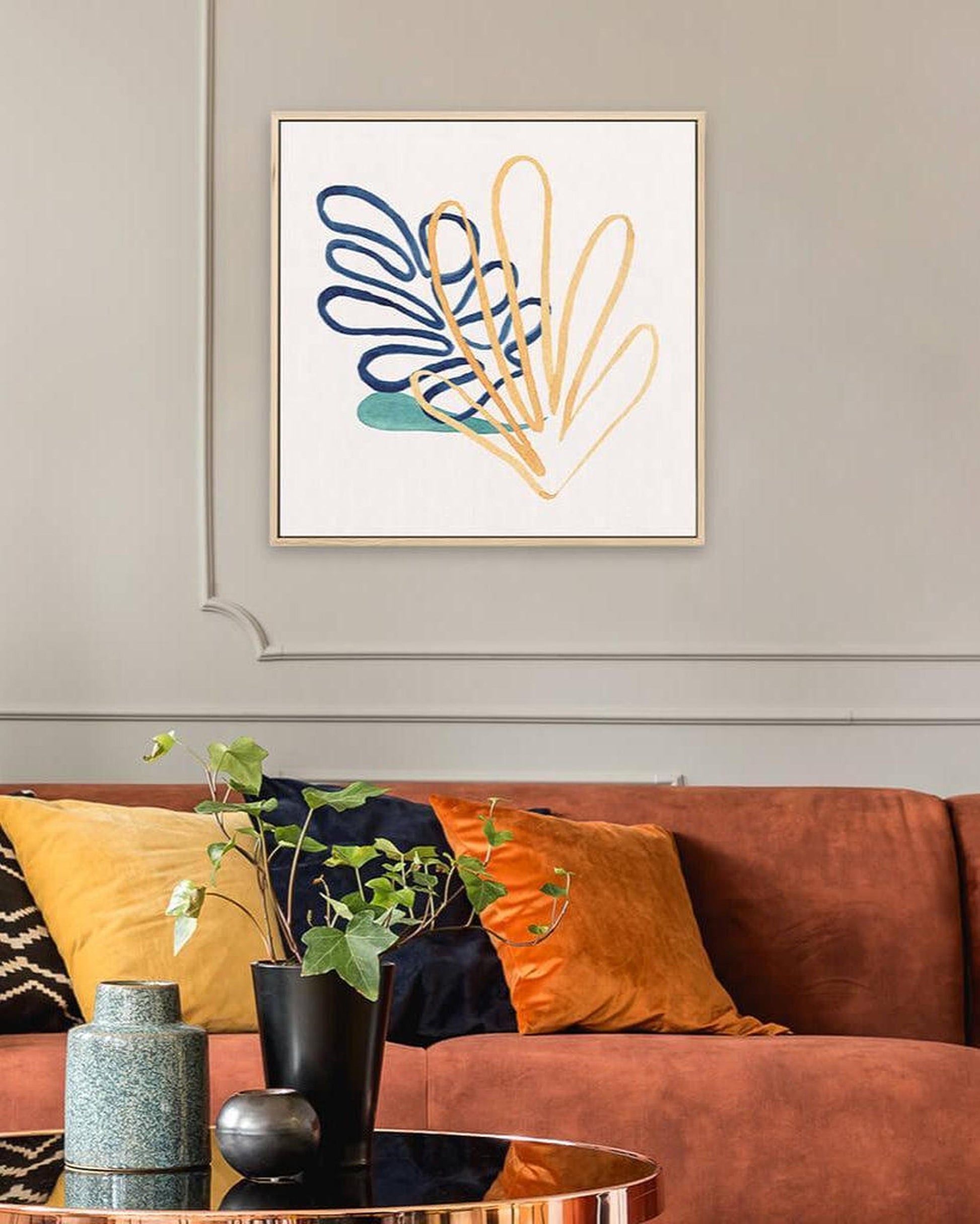 Matisse Botanical Square Framed Canvas White Frame Square Canvas Prints - Abstract House