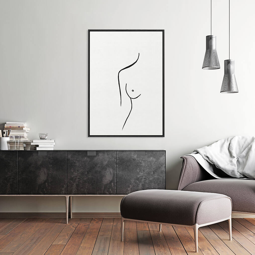 Nude Female Line Framed Canvas Black Canvas Prints - Abstract House  Edit alt text