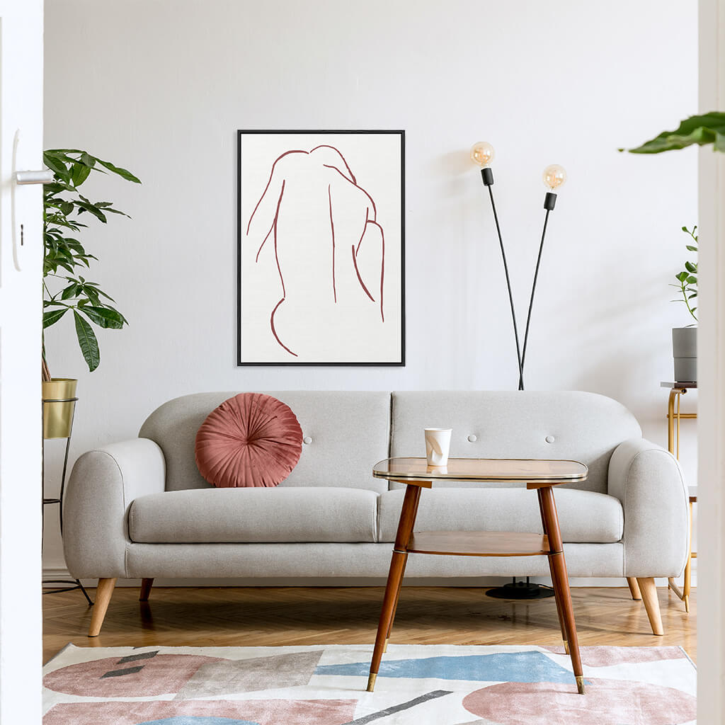 Sitting Figure Line Framed Canvas Black Canvas Prints - Abstract House  Edit alt text