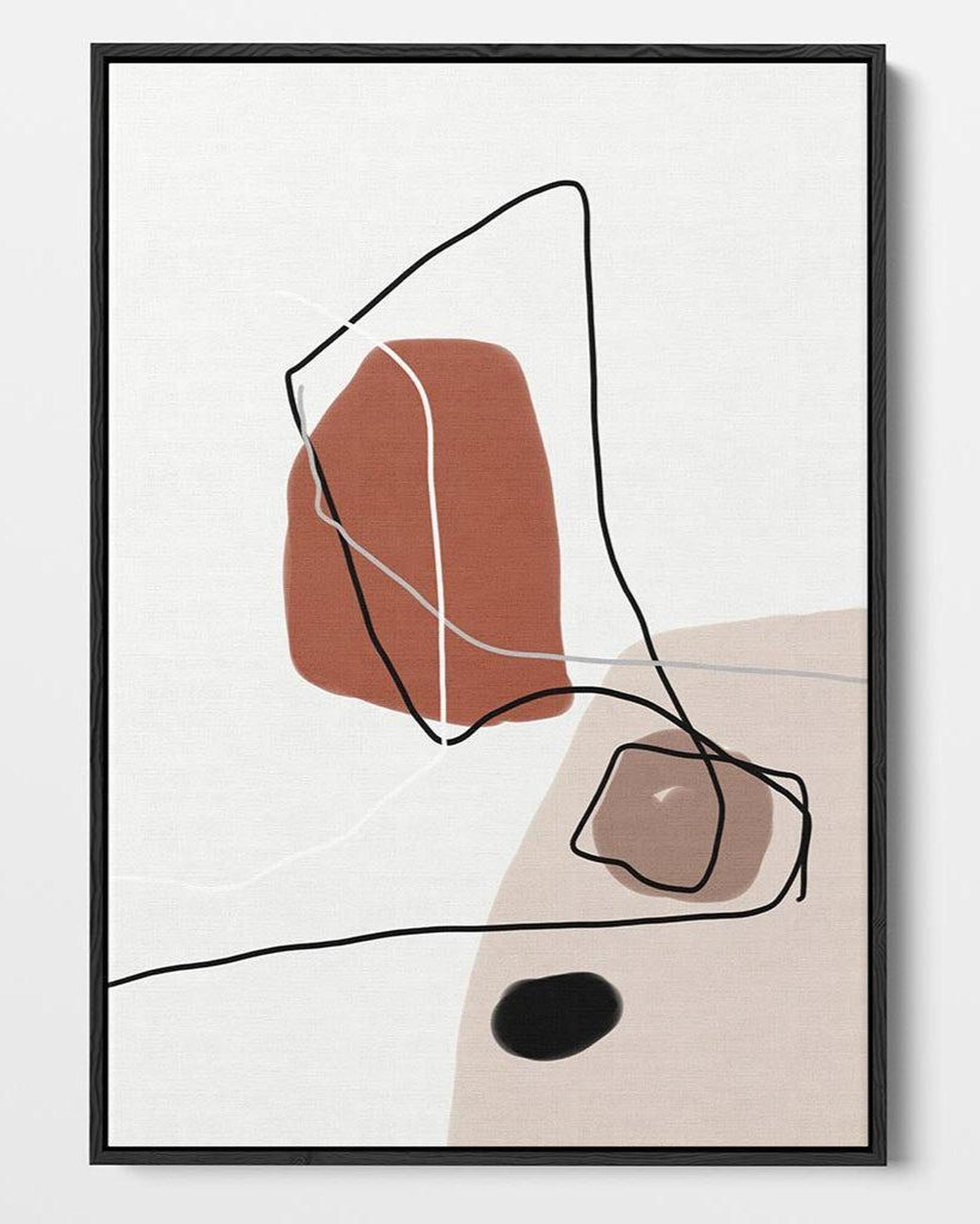 Abstract art print with geometric shapes on a white background