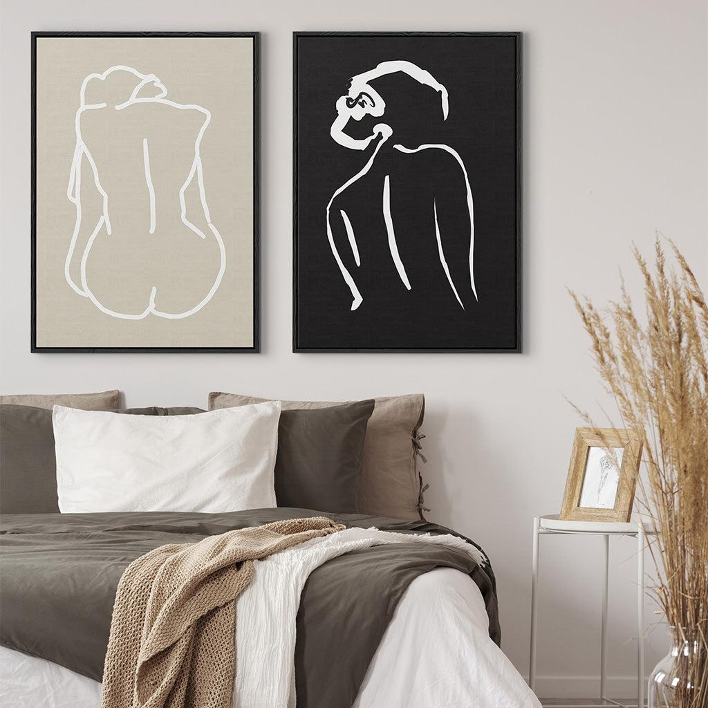 Nude Back Form Canvas Set Of 2 - Black - Abstract House