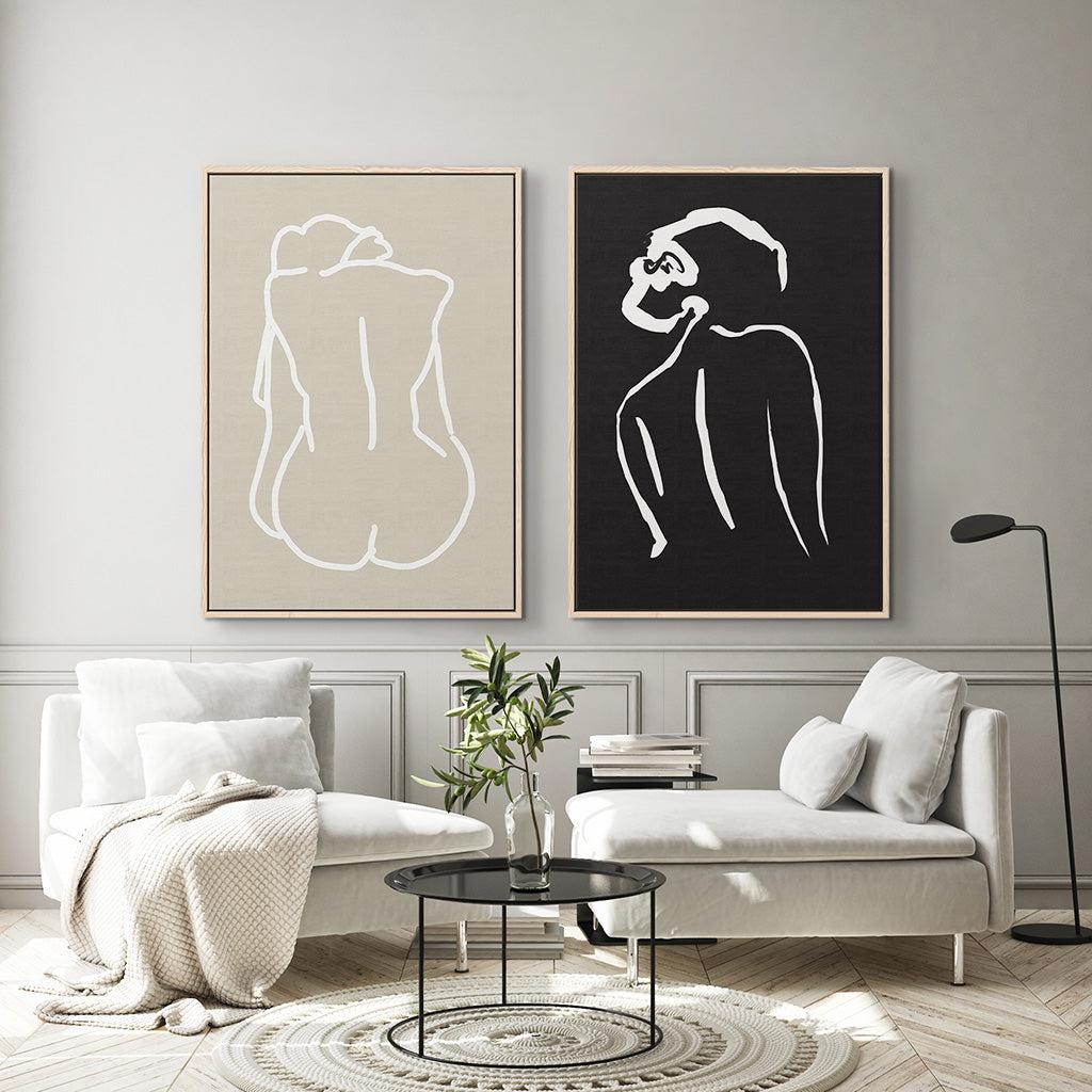 Nude Back Form Canvas Set Of 2 - Natural - Abstract House