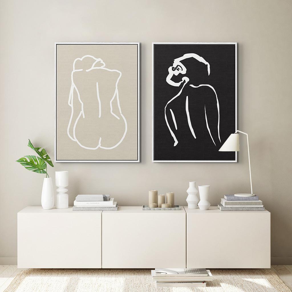 Nude Back Form Canvas Set Of 2 - White - Abstract House
