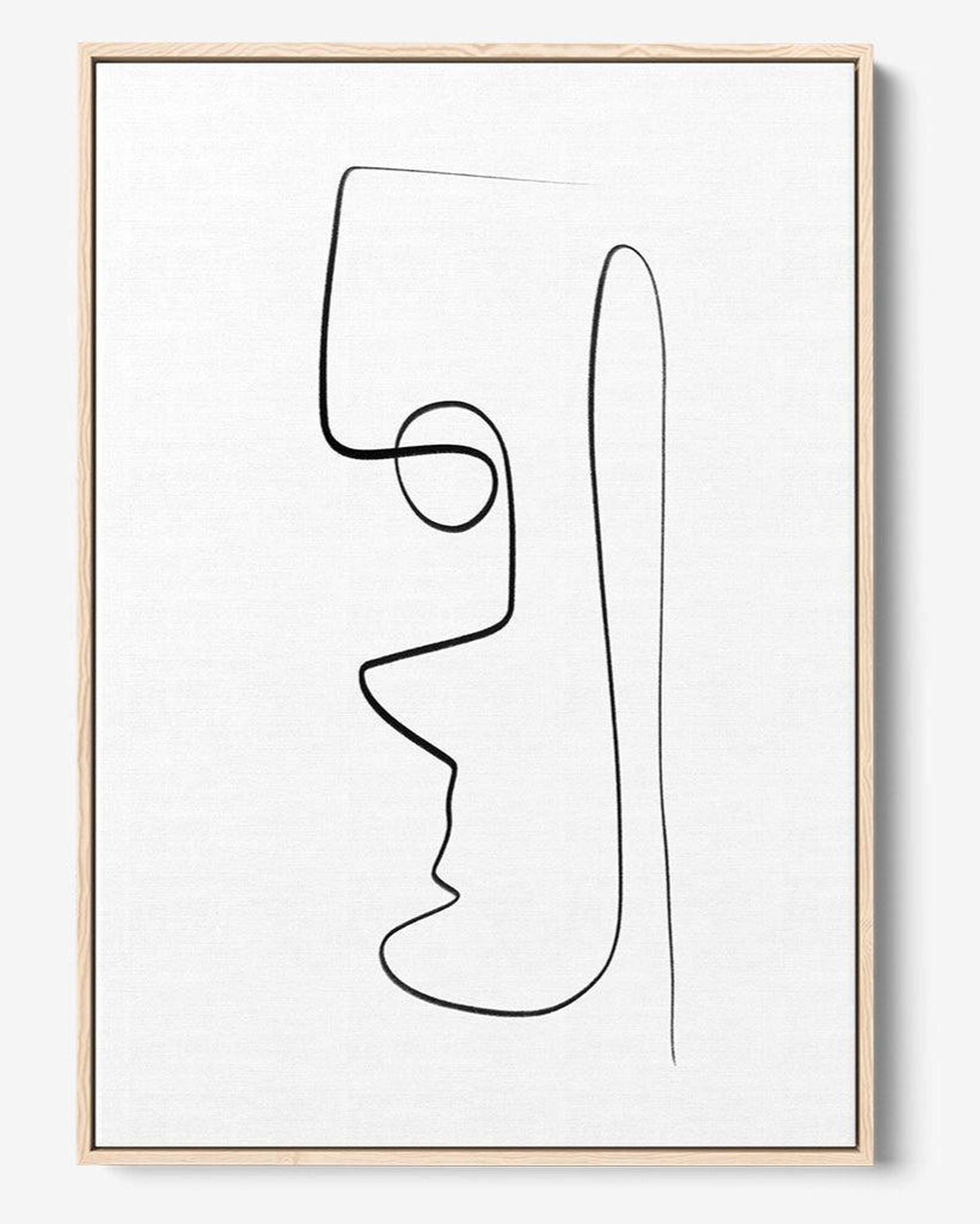 Framed abstract line art on a white background