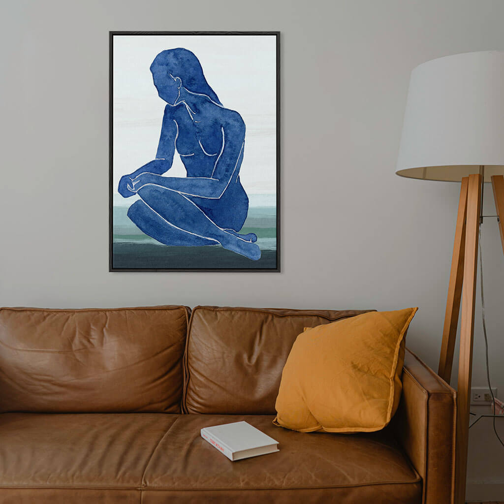 Blue Nude Figure Framed Canvas Black Canvas Prints - Abstract House  Edit alt text