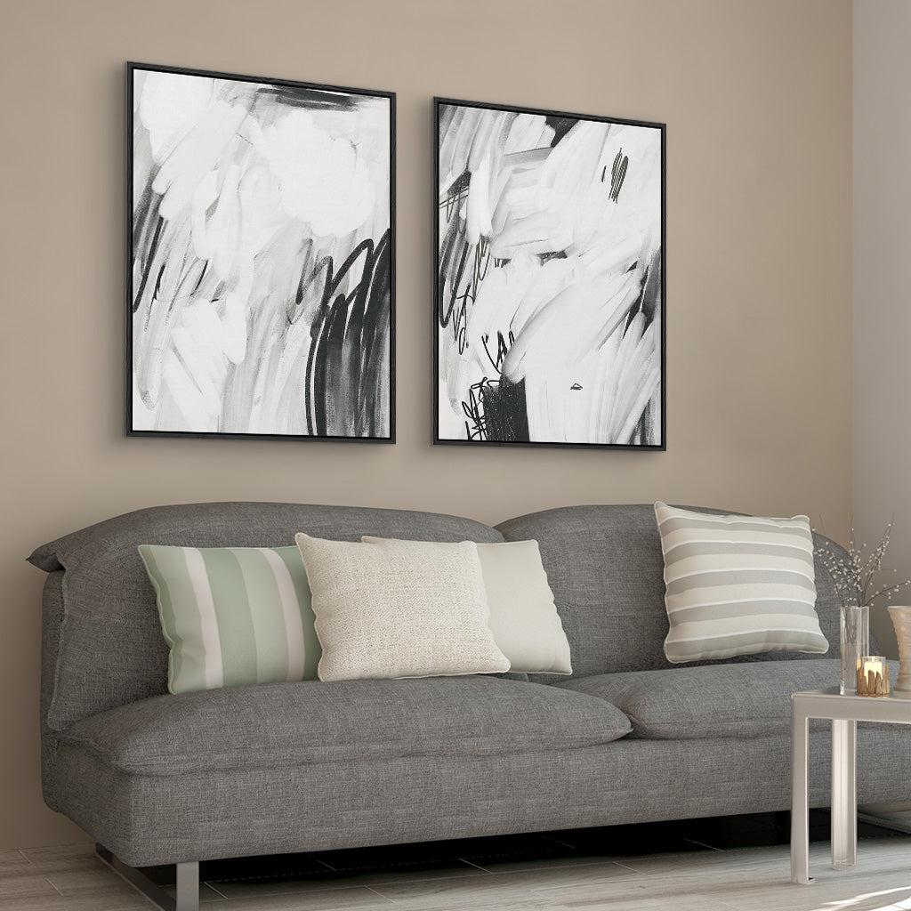 Abstract Wall Art Canvas Set Of 2 - Black - Abstract House