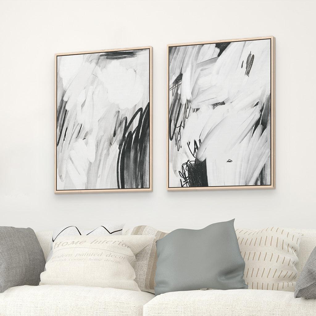 Abstract Wall Art Canvas Set Of 2 - Natural - Abstract House