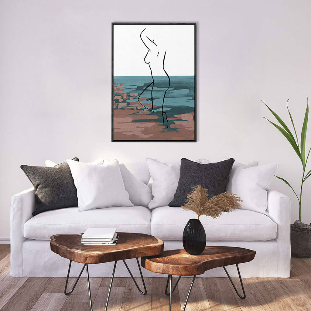 Body Through Lake Framed Canvas White Canvas Prints - Abstract House  Edit alt text