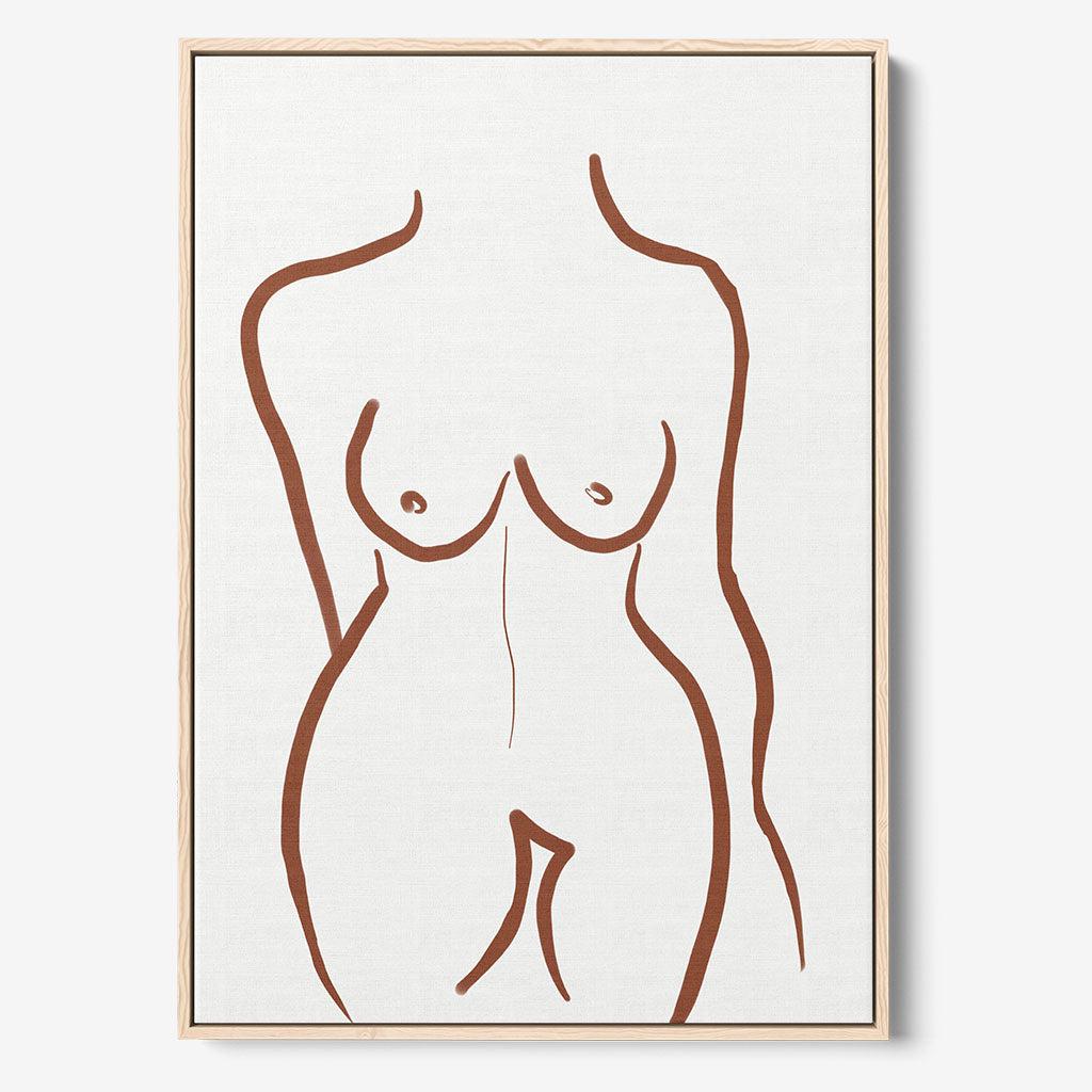 Body Line Framed Canvas - Natural - Abstract House