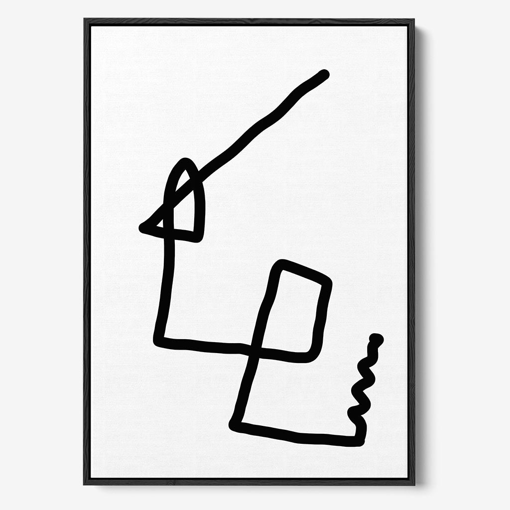 Monochrome Fold Framed Canvas - Black - Abstract House