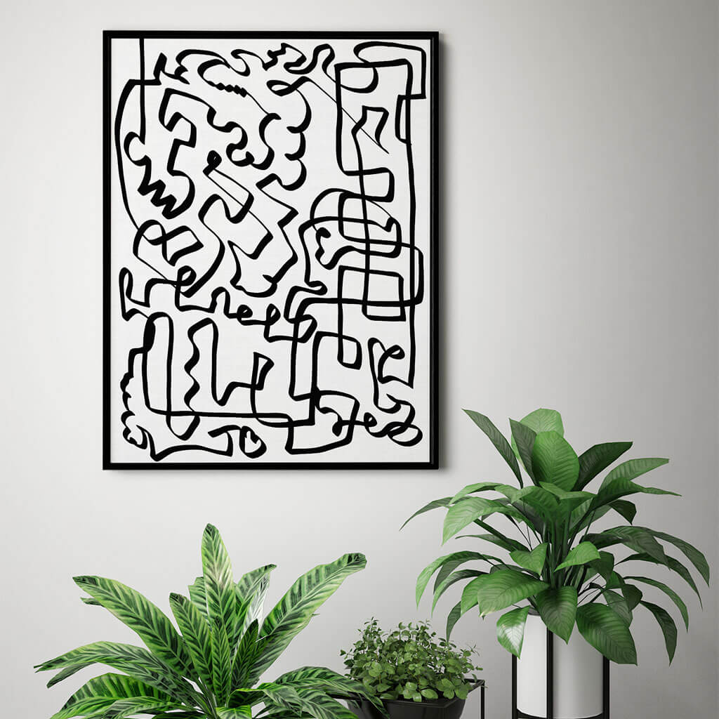 Lines Of The Maze Framed Canvas - - Abstract House