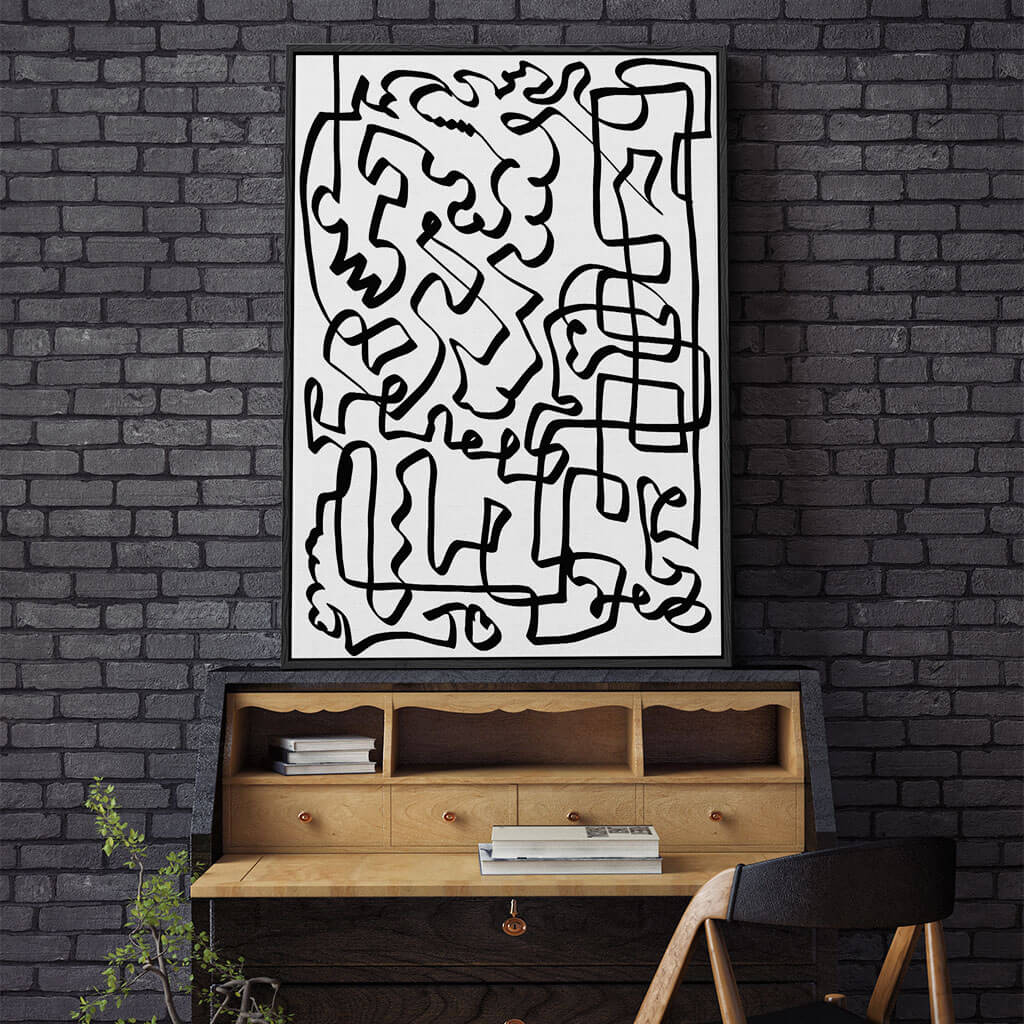 Lines Of The Maze Framed Canvas - - Abstract House