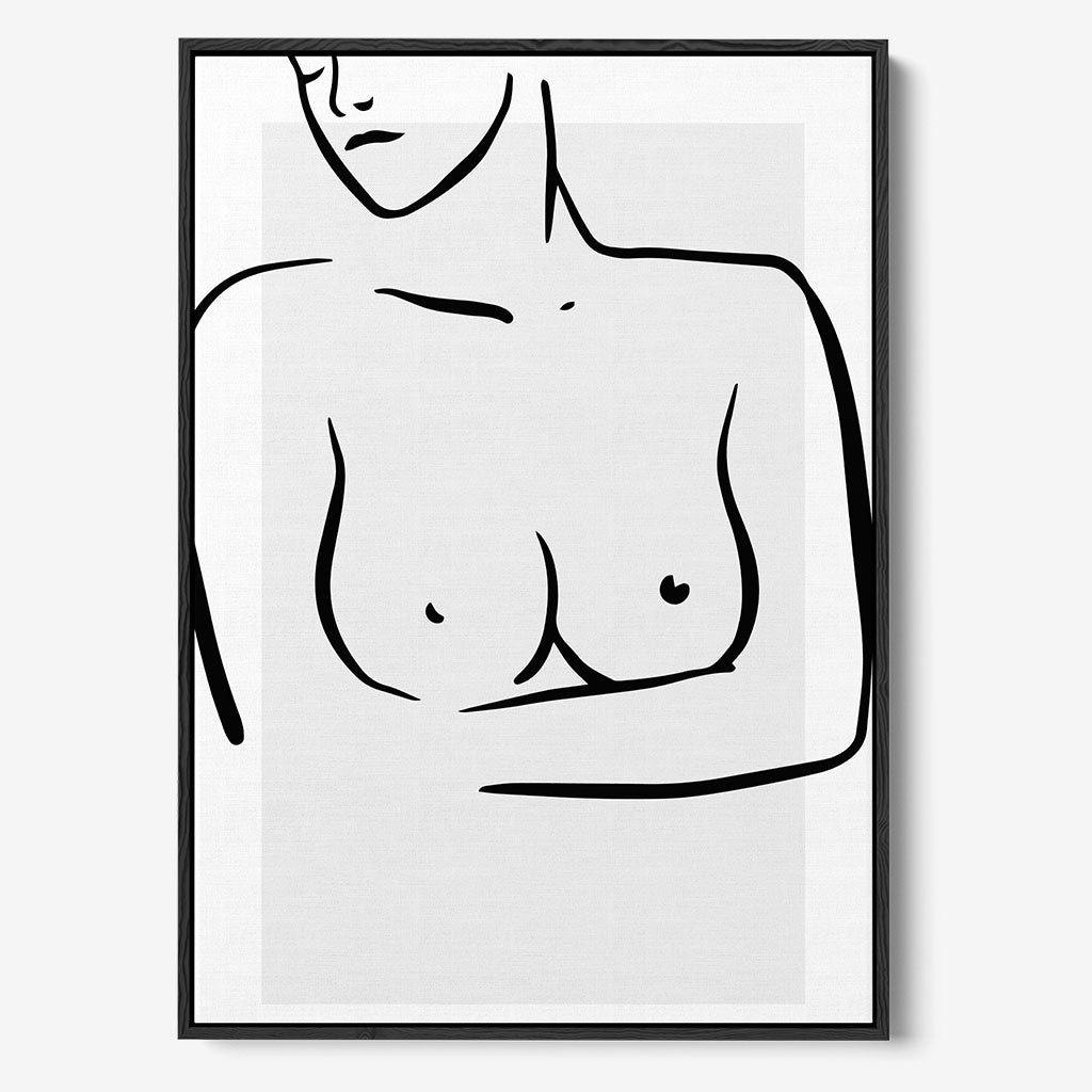 Female Nude Line Art Framed Canvas-framed-Canvas Prints-Abstract House