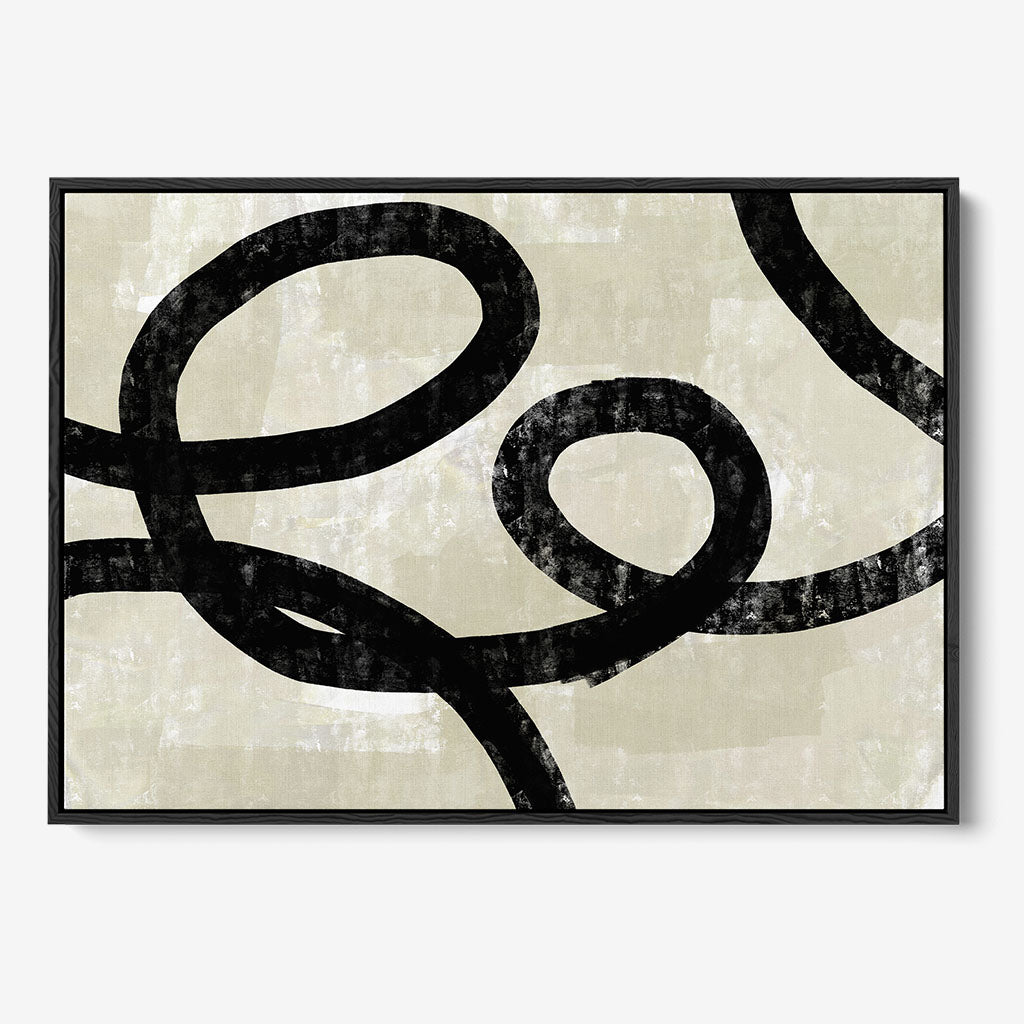 Neutral Curved Lines Canvas Print-framed-Canvas Prints-Abstract House