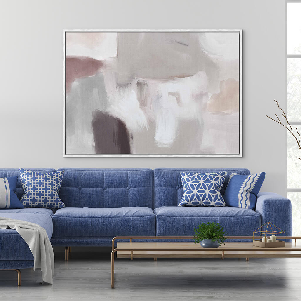 Grey Neutral Abstract Fog Canvas Print-framed-Canvas Prints-Abstract House