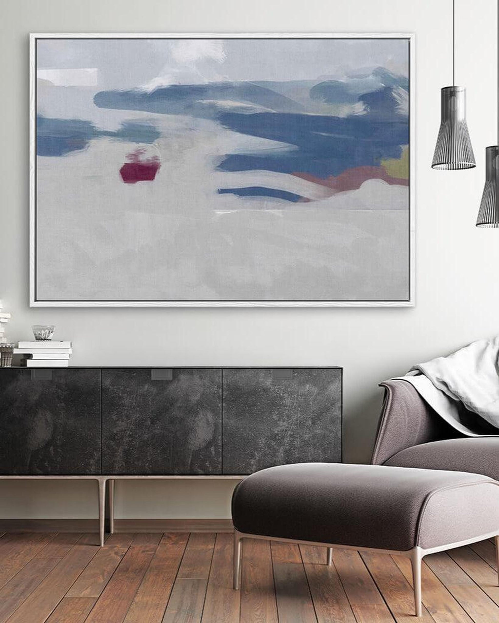 Modern living room with abstract painting on the wall