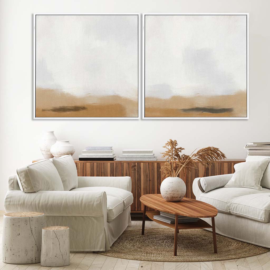 Neutral Desert Fog Canvas Set Of 2-framed-Canvas Set Of 2-Abstract House