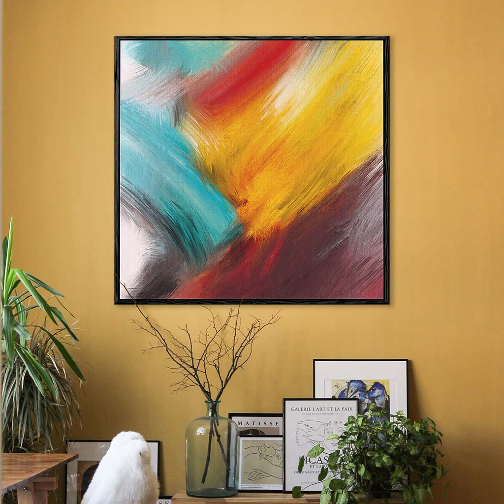 Colour Brush Framed Canvas-framed-Square Canvas Prints-Abstract House
