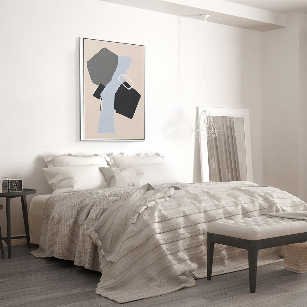 Neutral Geo Shapes Framed Canvas-framed-Canvas Prints-Abstract House