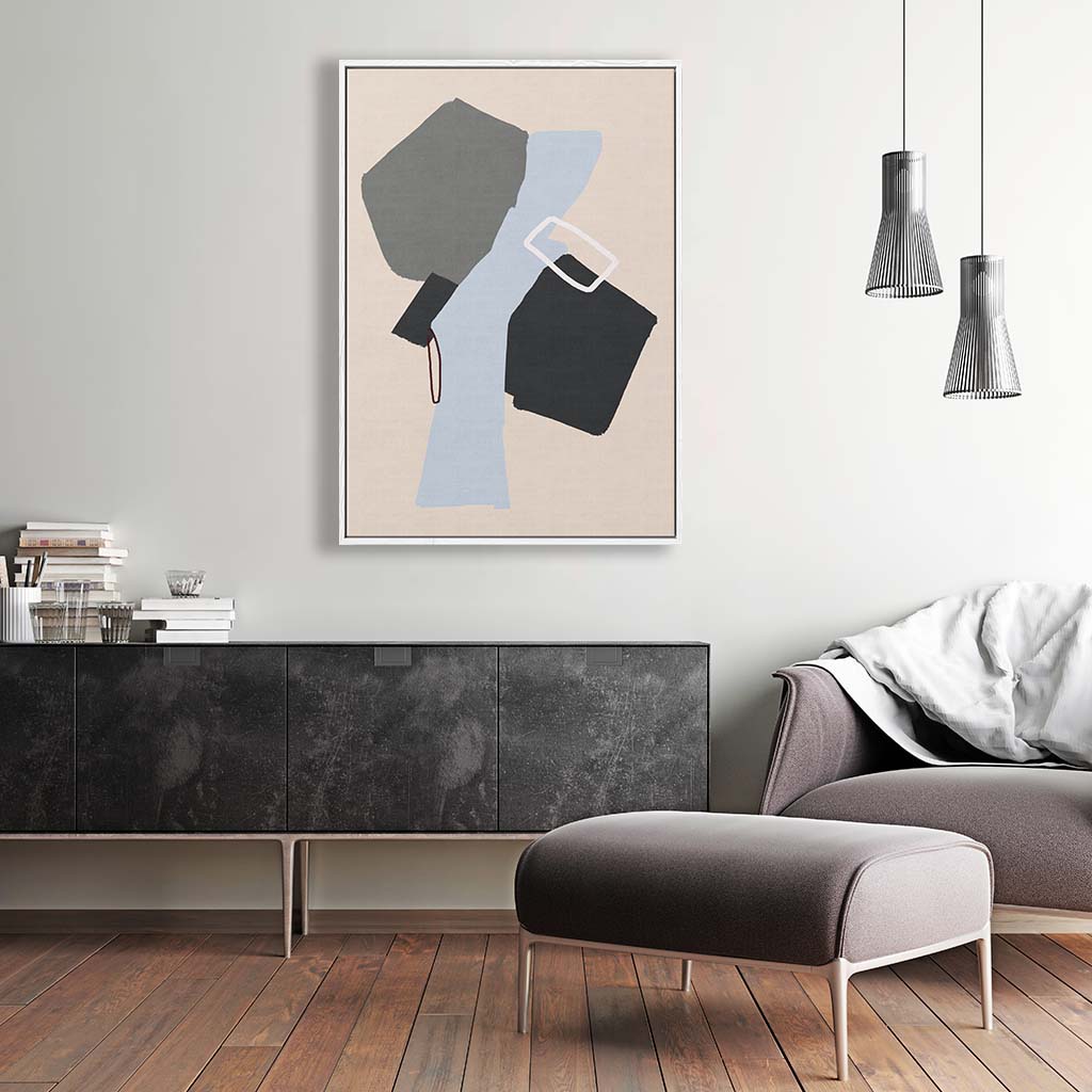 Neutral Geo Shapes Framed Canvas-framed-Canvas Prints-Abstract House