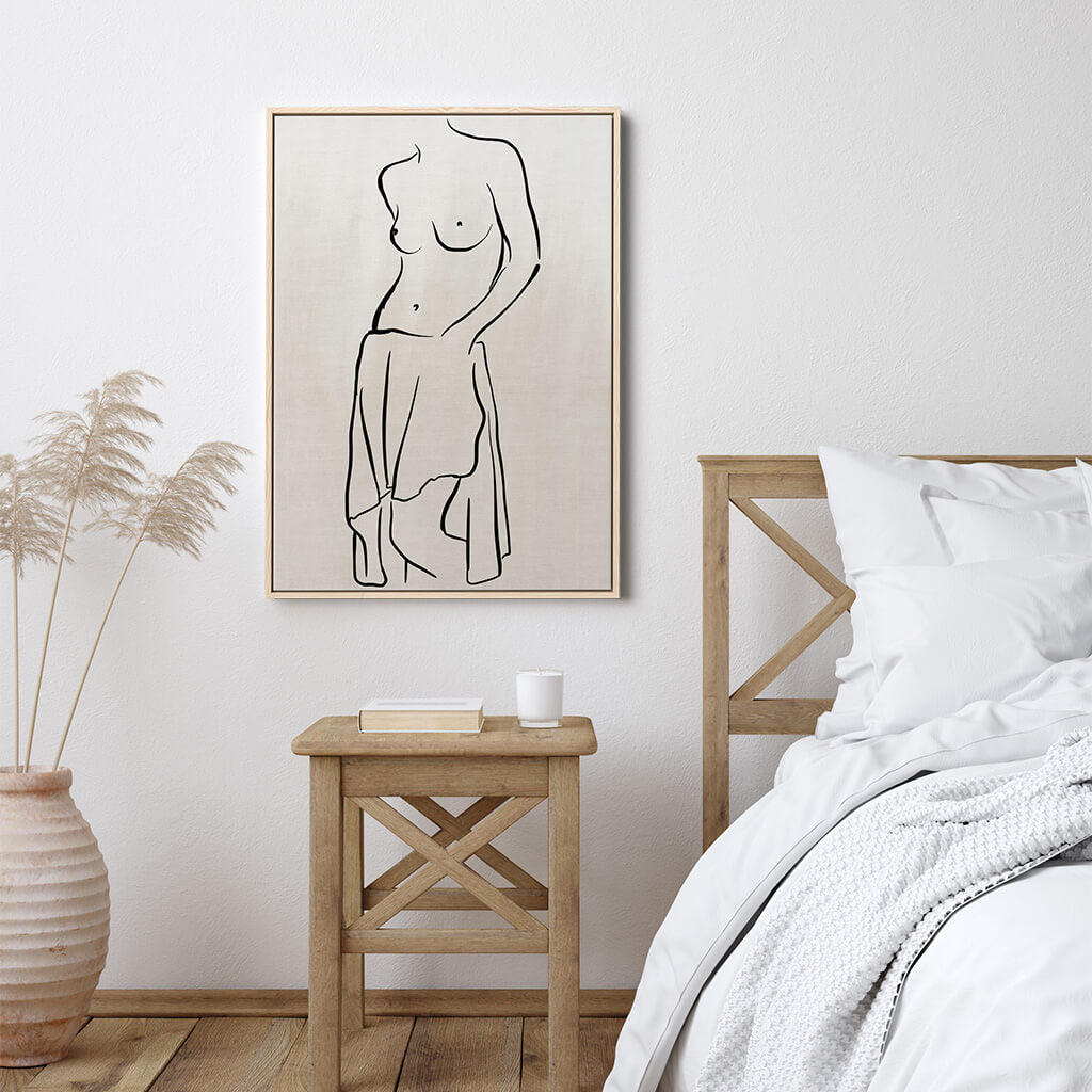 Neutral Nude Figure Framed Canvas - - Abstract House