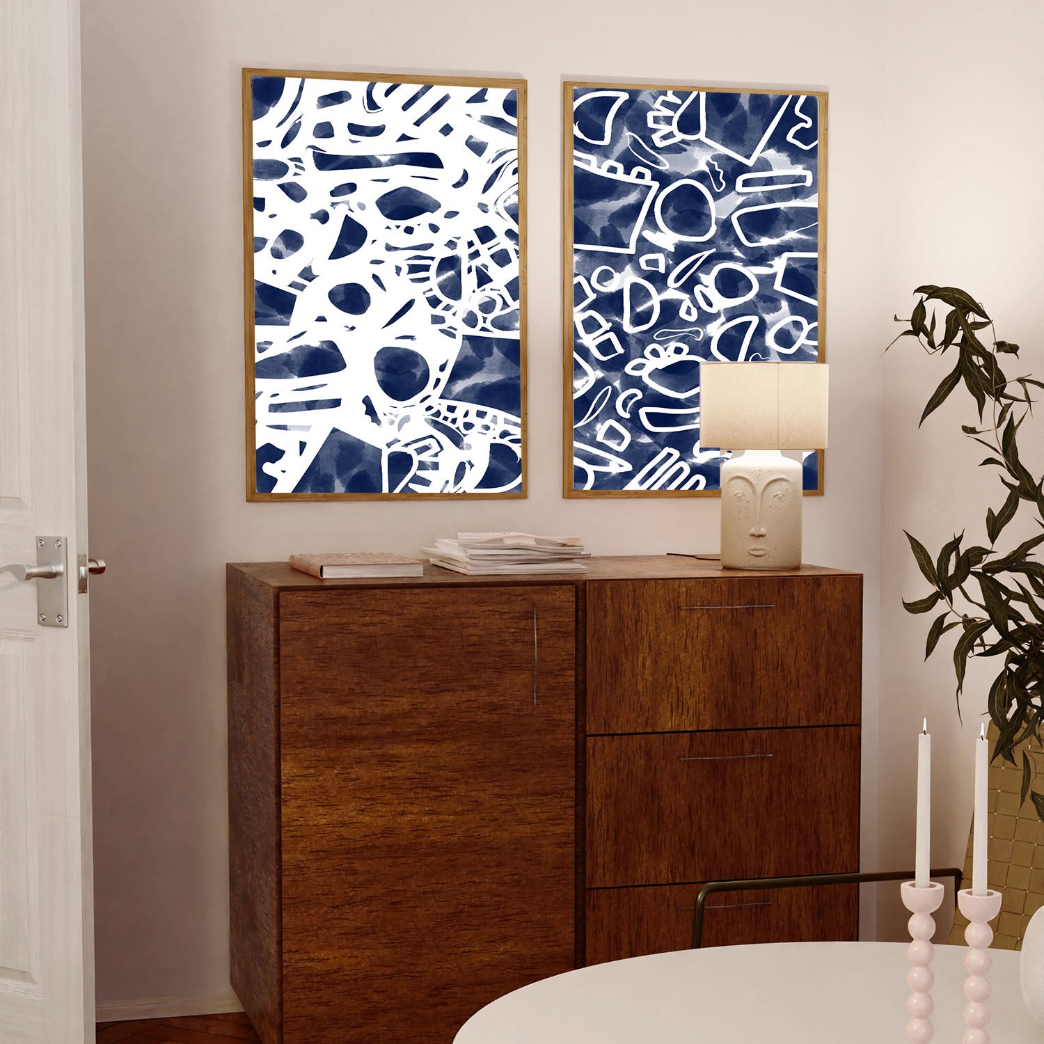 The Blueprint Framed Canvas Set-framed-Canvas Set Of 2-Abstract House