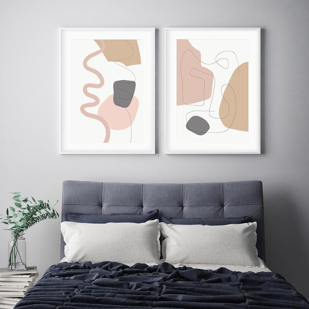 Contemporary Lines - Print Set Of 2-framed-Wall Art Print Set Of 2-Abstract House