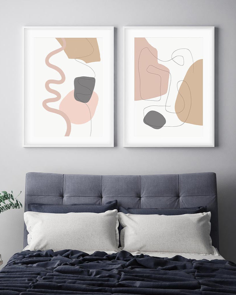 Contemporary Lines - Print Set Of 2-framed-Wall Art Print Set Of 2-Abstract House