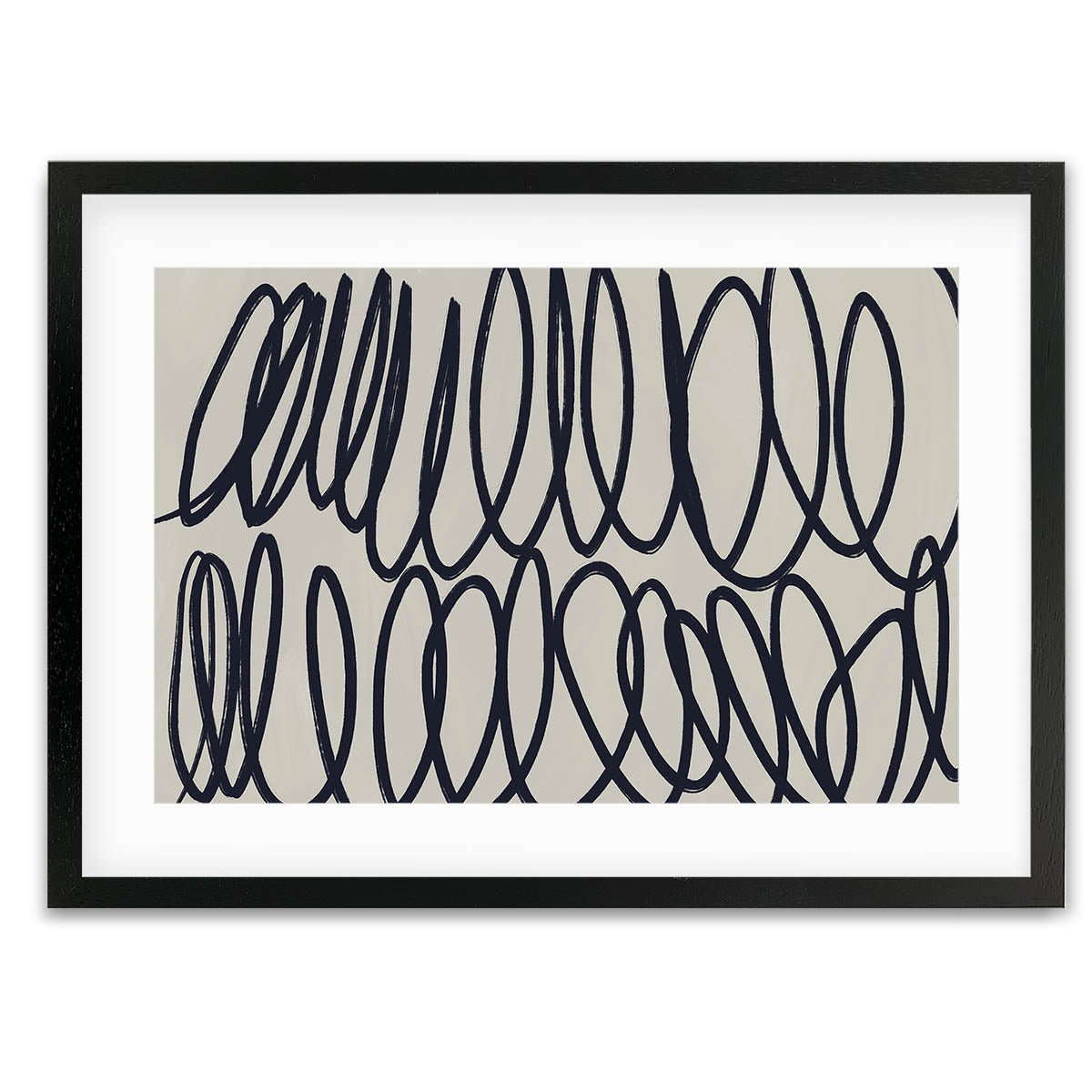 Curved Black Lines II Framed Art Print-framed-Wall Art Print-Abstract House