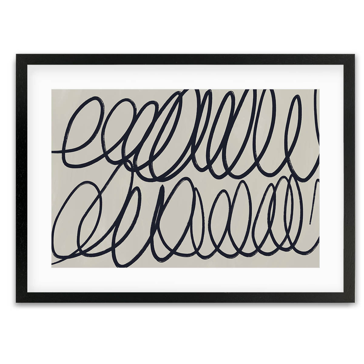 Curved Black Lines Framed Art Print-framed-Wall Art Print-Abstract House