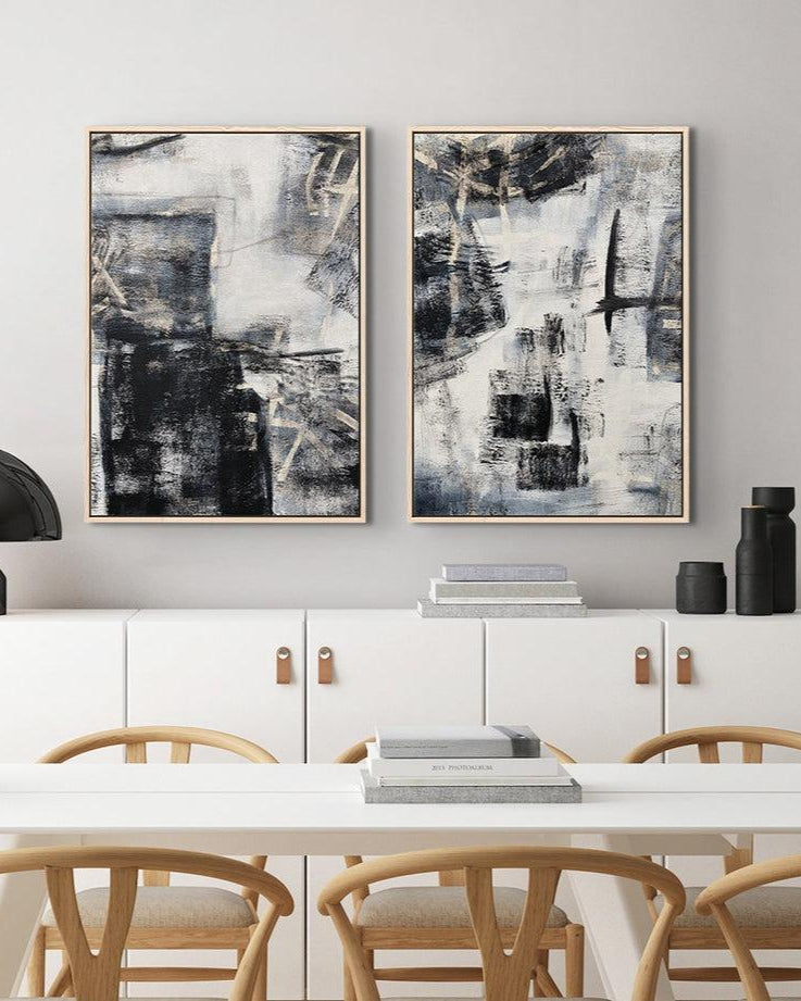 Abstract Marble Art Canvas Set Of 2 - Grey - Abstract House